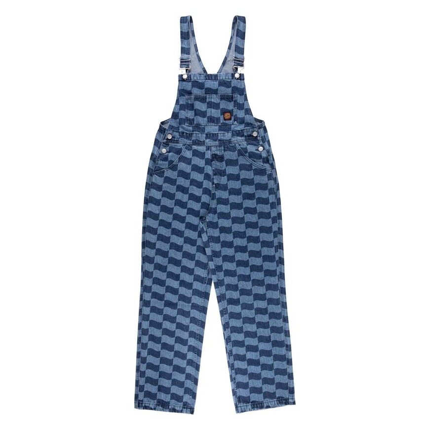 Classic label dungarees blue wave check