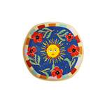 Plate Dark Blue with Sun and Flowers-All the luck in the world 
