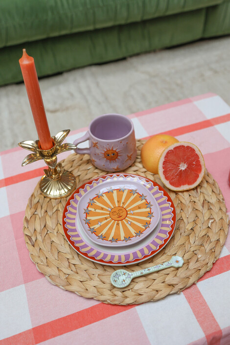 Serving Plate Lilac Sun with Stars-All the luck in the world