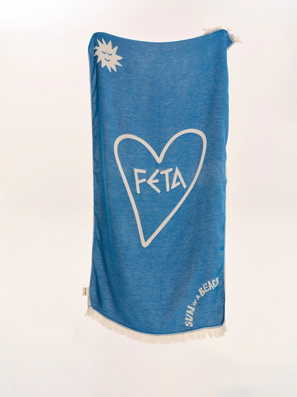Feta Bright Blue Feather Beach Towel-Sun Of a Beach