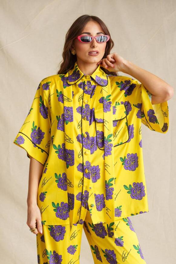 Yellow Dalia Short Sleeve Shirt