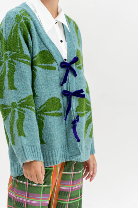 All green bows short cardigan