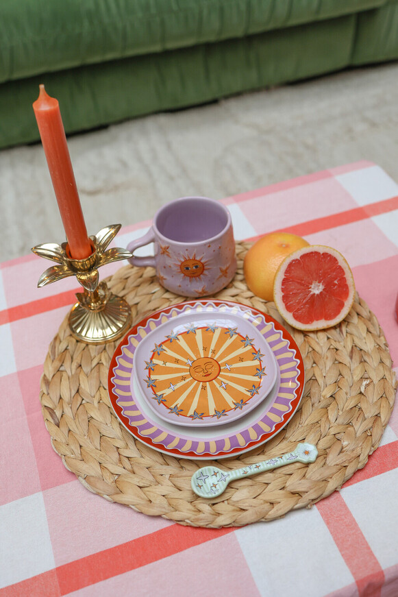 Serving Plate Lilac Sun with Stars-All the luck in the world