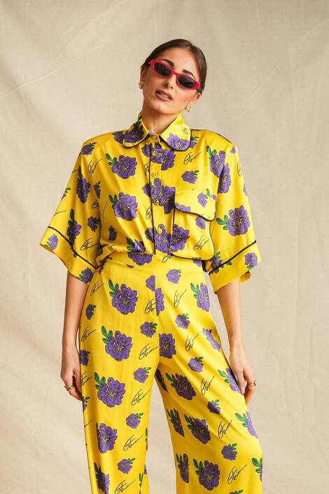 Yellow Dalia Short Sleeve Shirt