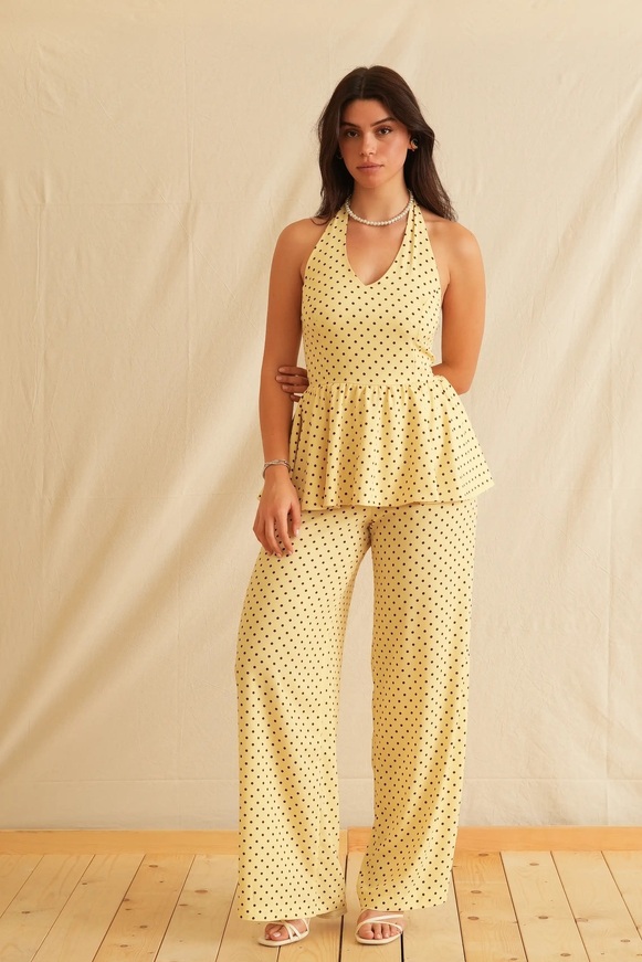 Maryline Dot yellow Backless Top