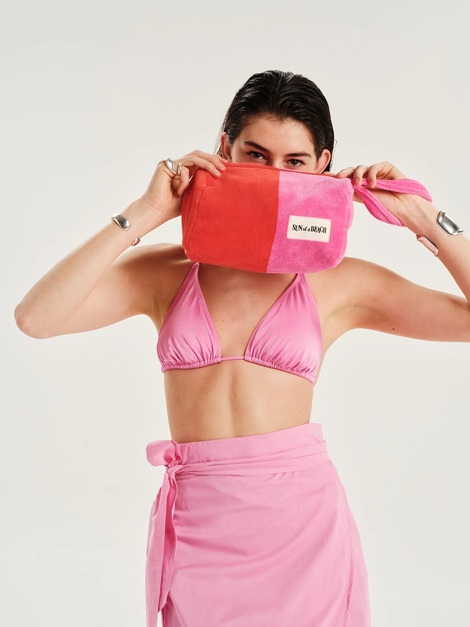 Bicolor Velvet Bubblegum Orange The Cosmos Pouch