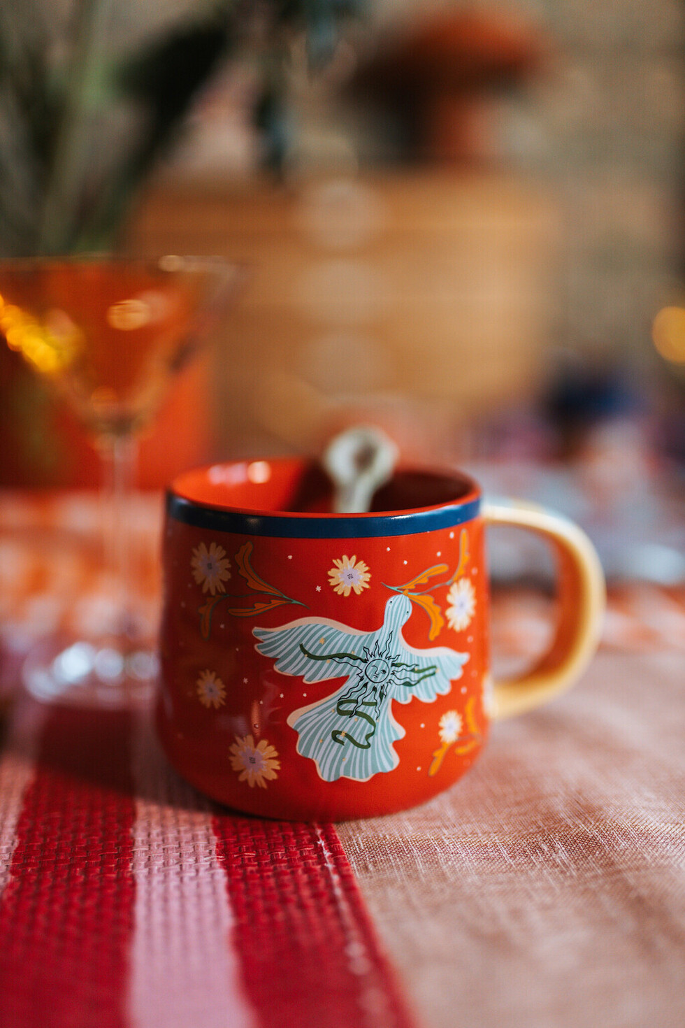 Mug Red with Bird-All the luck in the world 