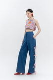 Denim trousers with bows