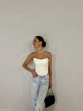 "Rosemary Satin Off-White Corset Top