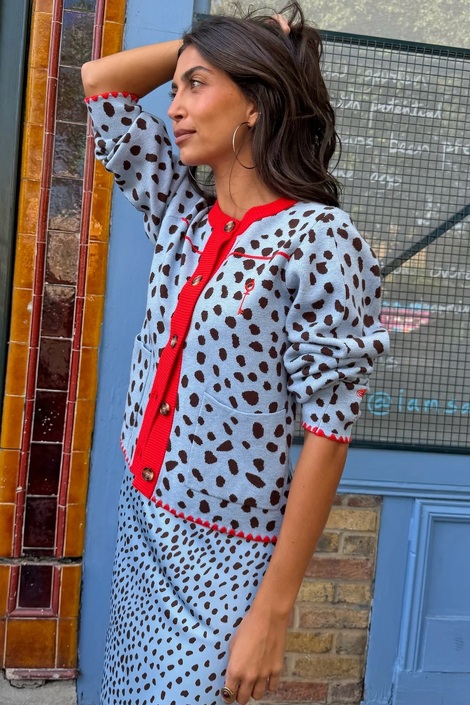 Sky Blue Deer Embroidered Chloe Cardigan -Never Fully Dressed