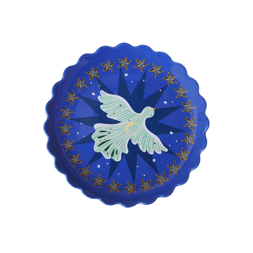 Plate Blue with Moon and Bird