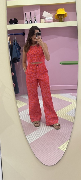 Red leopard pants