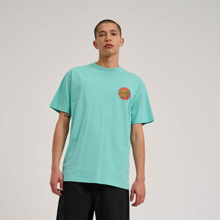 Classic Dot Chest T-Shirt pool blue -Santa Cruz