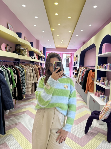 Sweater stripes lime 