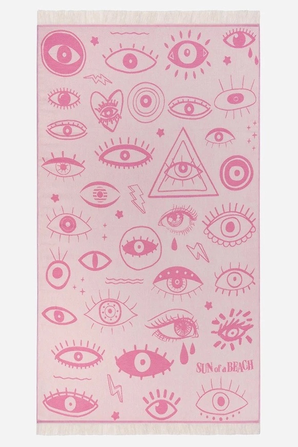 Electric Eyes Bubblegum Feather Towel-Sun Of a Beach