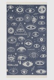 Electric Eyes Deep Blue Beach Towel