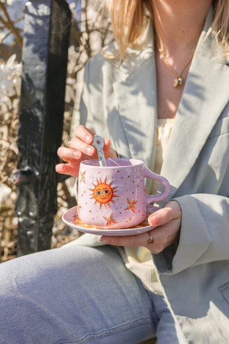 Mug Lilac with Sun-All the luck in the world 