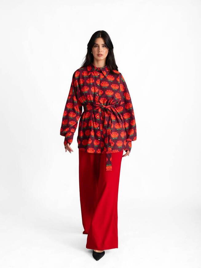 Amelia red oversized shirt