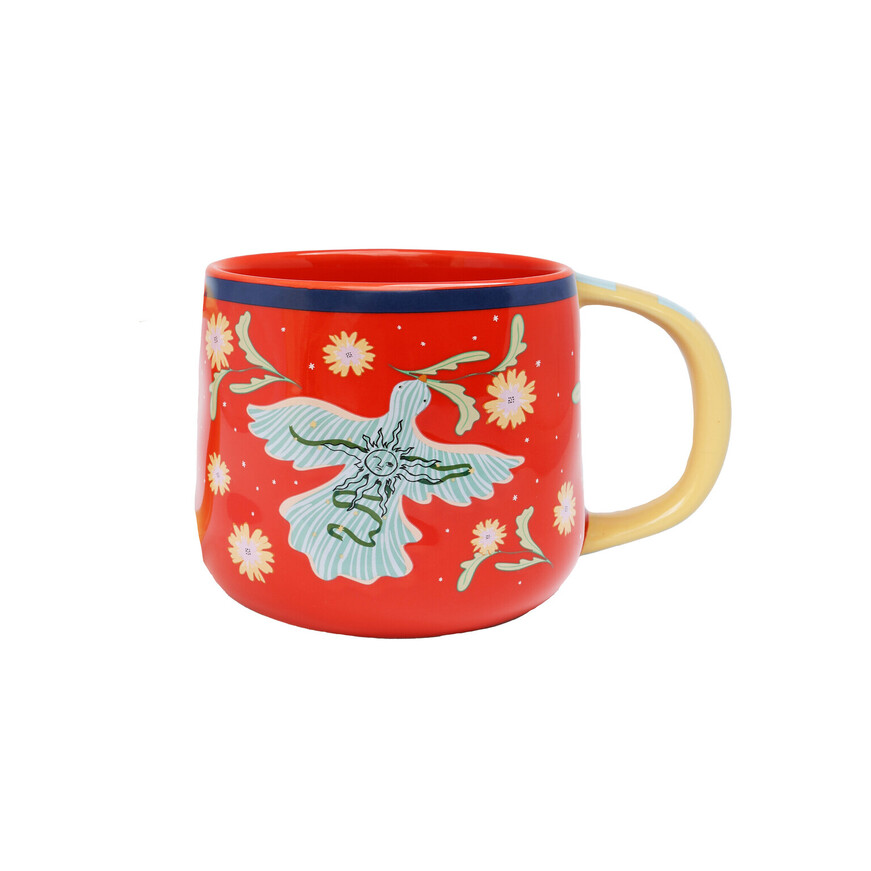 Mug Red with Bird-All the luck in the world 