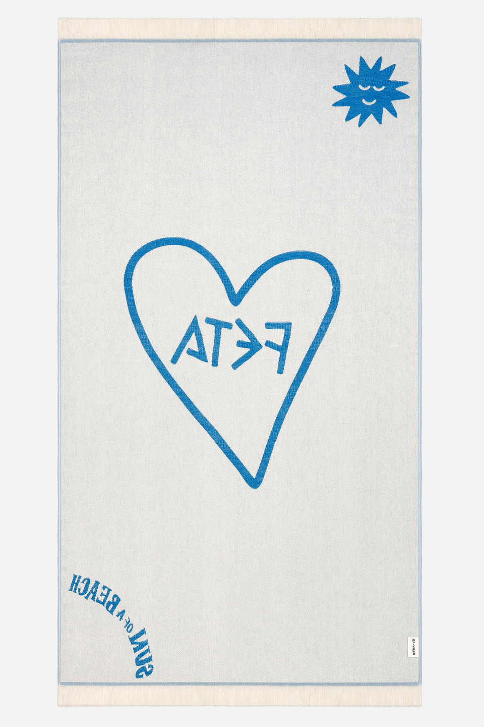 Feta Bright Blue Feather Beach Towel-Sun Of a Beach