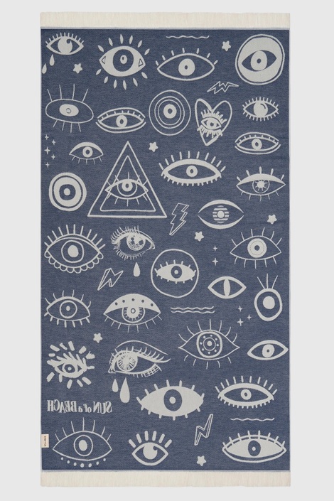 Electric Eyes Deep Blue Beach Towel