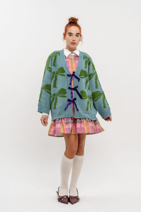 All green bows short cardigan