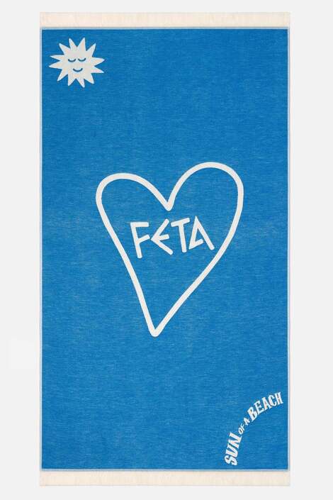 Feta Bright Blue Beach Towel