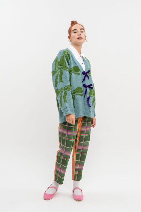 All green bows short cardigan