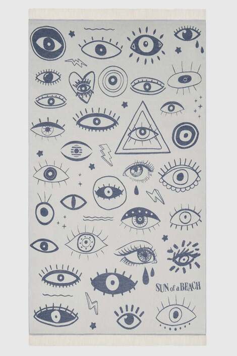 Electric Eyes Deep Blue Beach Towel