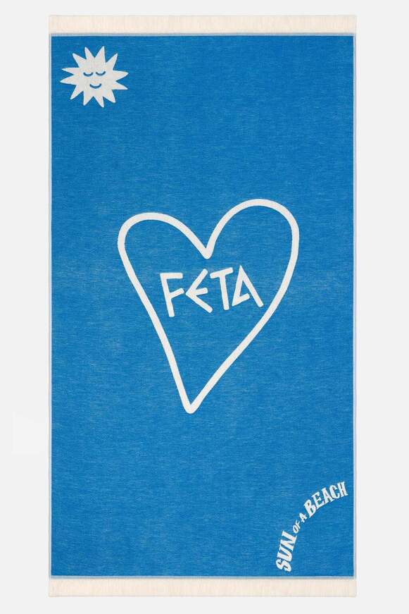 Feta Bright Blue Beach Towel