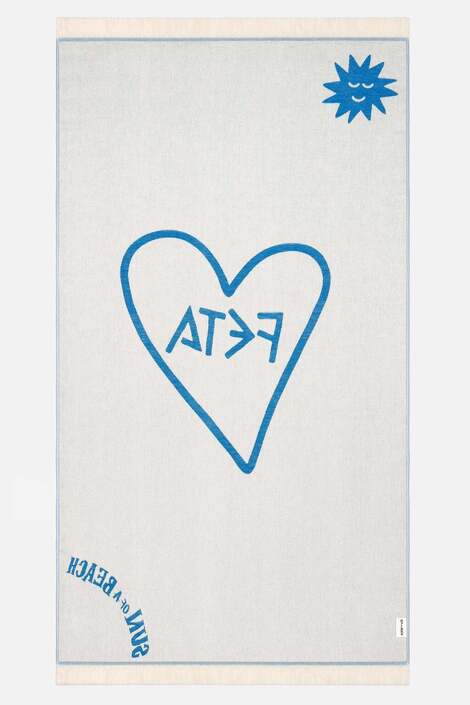 Feta Bright Blue Beach Towel