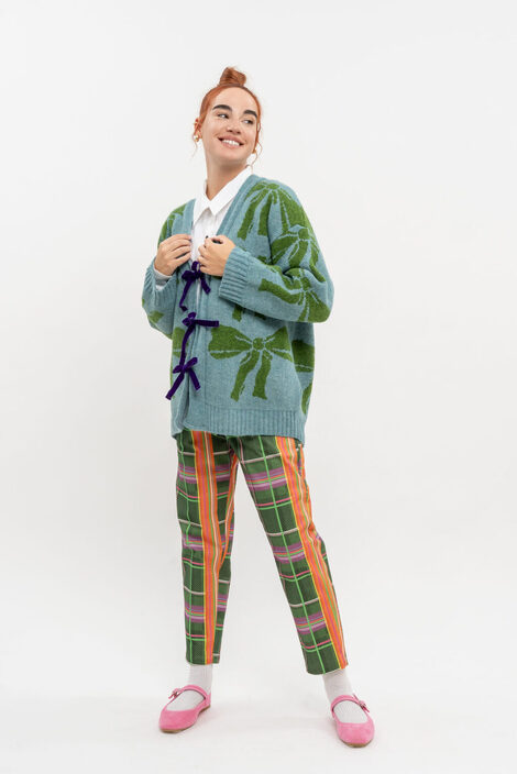 All green bows short cardigan
