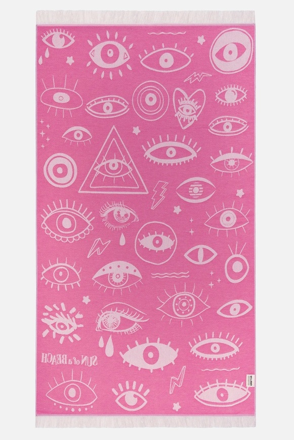 Electric Eyes Bubblegum Feather Towel-Sun Of a Beach