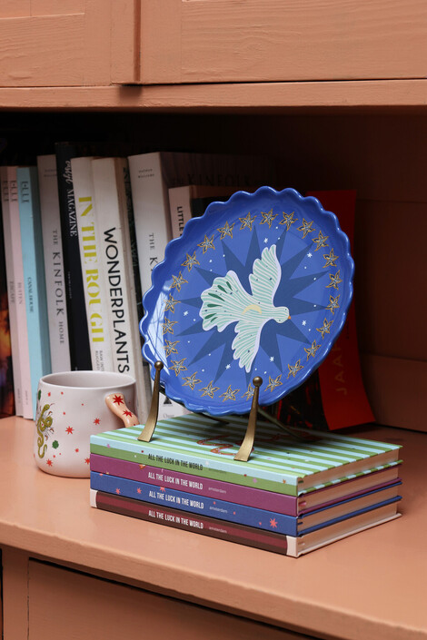 Plate Blue with Moon and Bird