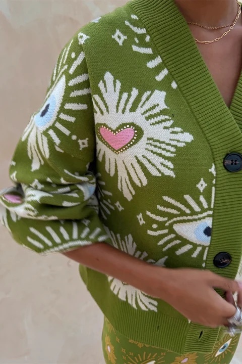 Khaki Eye Cardigan -Never Fully Dressed