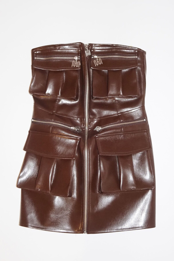 MINI FAUX LEATHER SAFARI DRESS